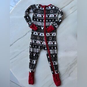Little Sleepies Holiday Footie - Black, White, Red